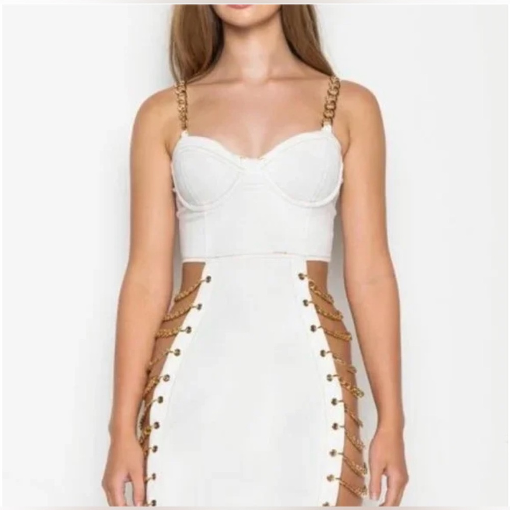 AKIRA Mini Dress with Gold Chain Details
